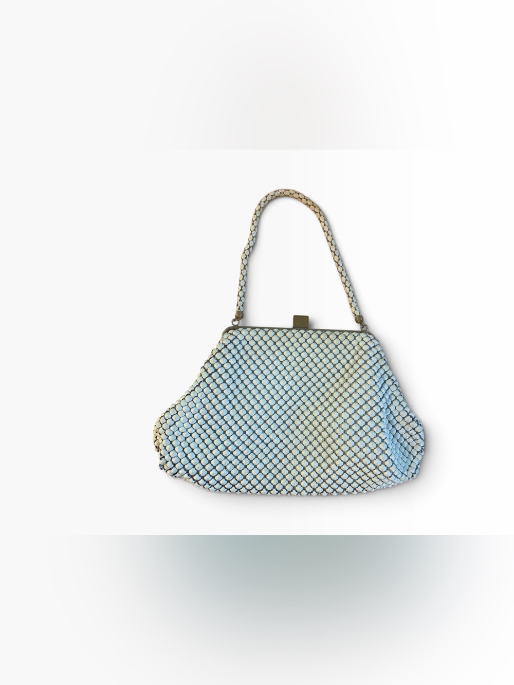 Vintage Whiting & Davis Cream Mesh Frame Satchel